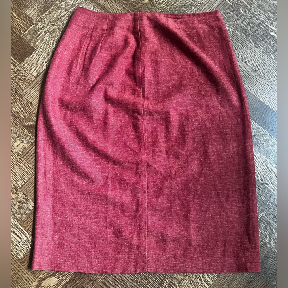 KAROL‎ RICHARDSON Linen Pencil Skirt Tweed Summer Preppy Academia USA M L